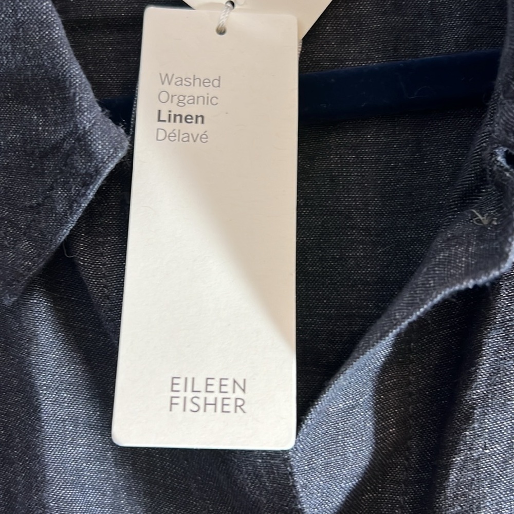 Eileen Fisher denim classic CLR Jacket size M washed organic linen Délavé - Picture 4 of 8